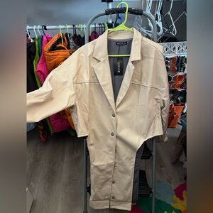 Faux leather symmetrical button down